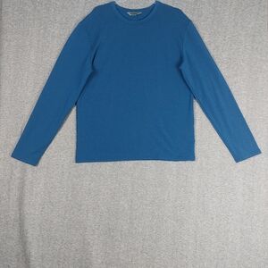 CHROME MENS BLUE LONG SLEEVE POLYESTER MERINO WOOL BLEND BASE LAYER TOP SHIRT L